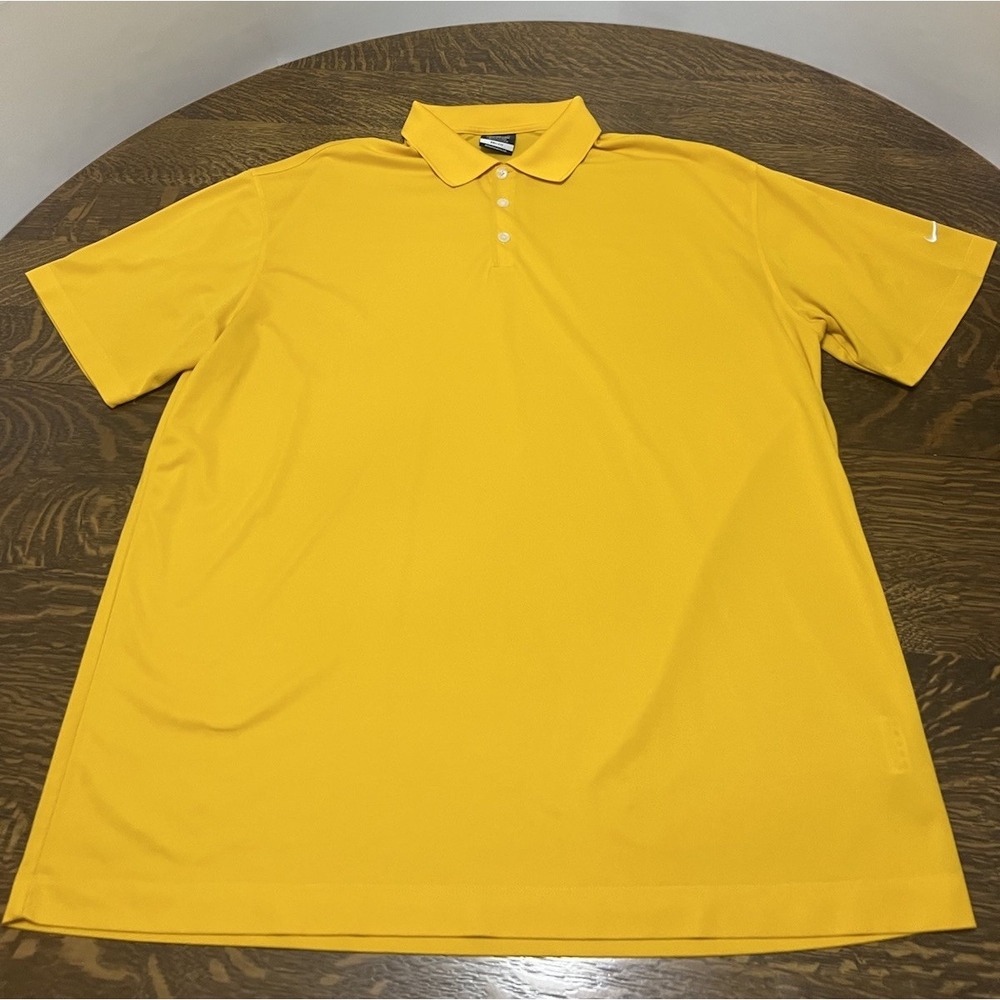 Nike Golf Dri Fit Yellow Polo Shirt Mens‎ XXL Short Sleeve Athletic Performance